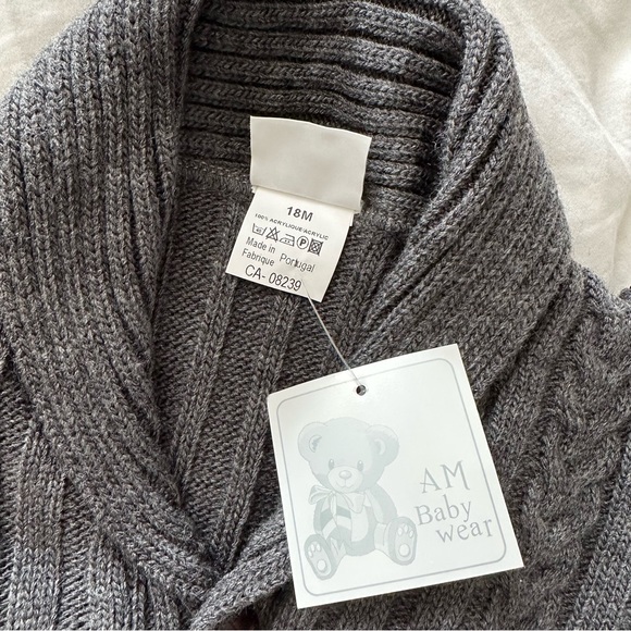 Charcoal Grey Cable knit Button Up Cardigan - Picture 2 of 4